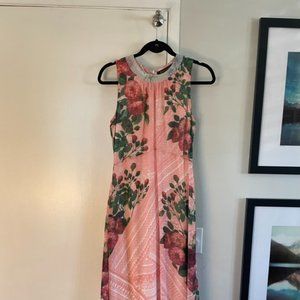 Anthropologie Rose Beaded Midi Dress